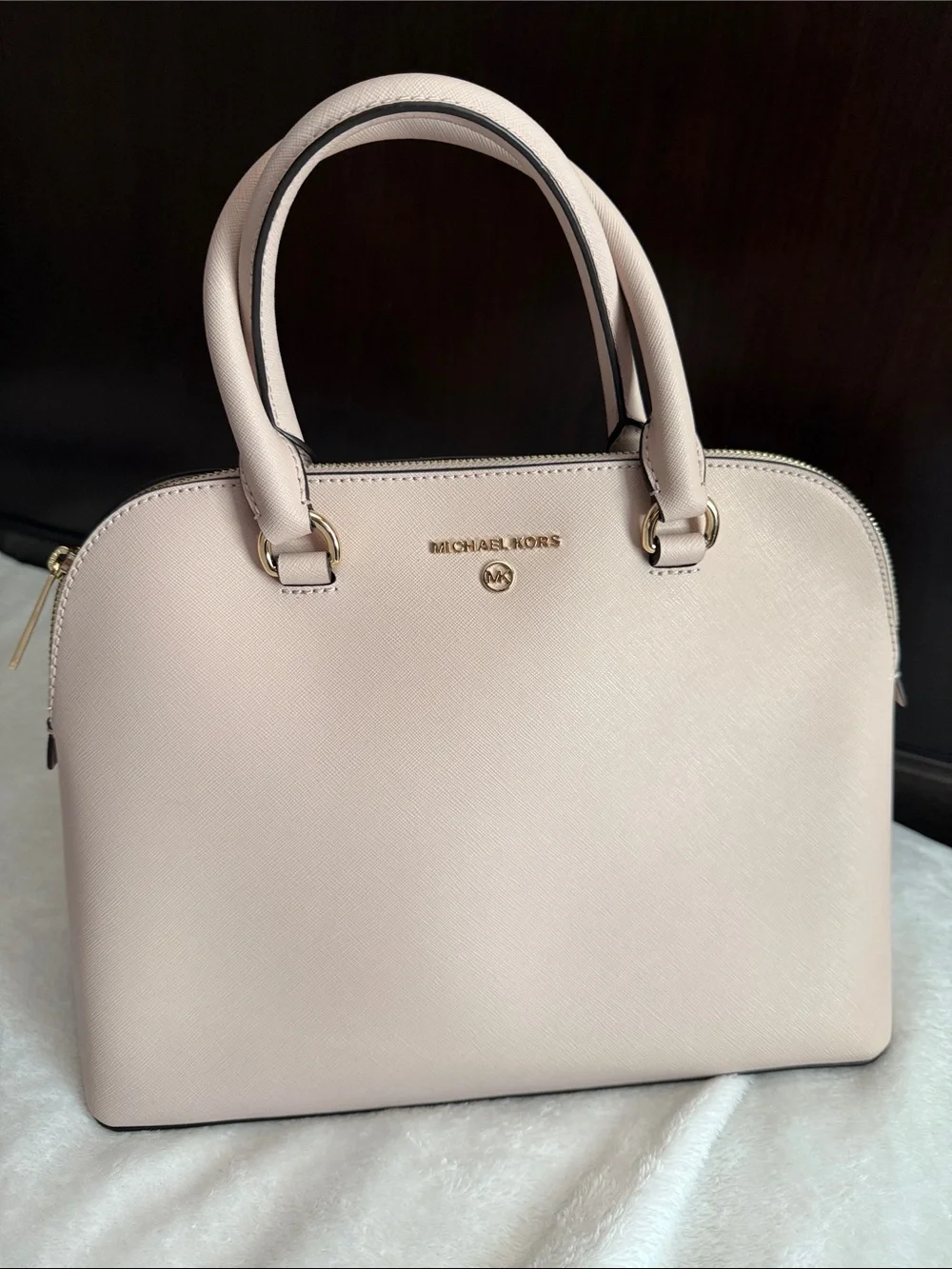 Michael Kors Pale Pink Dome Satchel with Gold Hardware